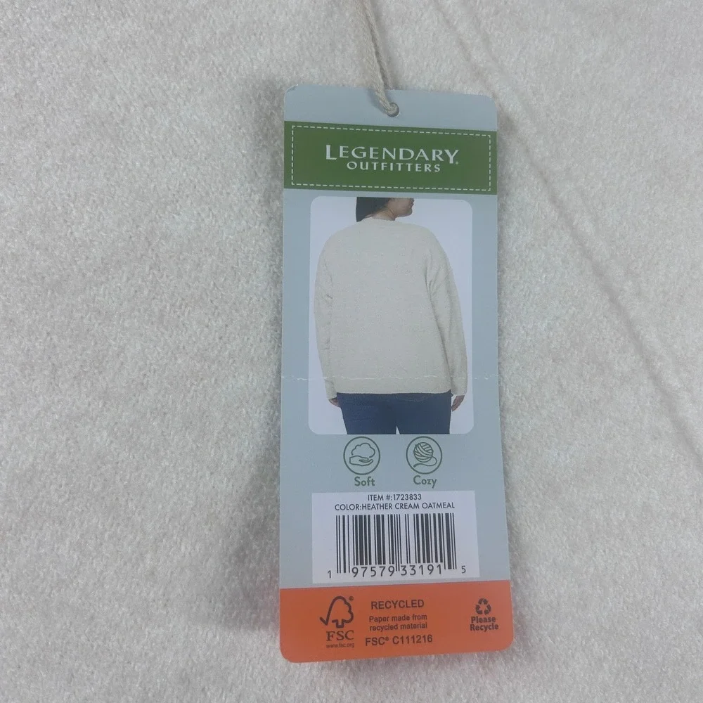 Legendary‎ Outfitters Cream Oatmeal Heather Knit Crewneck Sweater XXL Cozy NEW